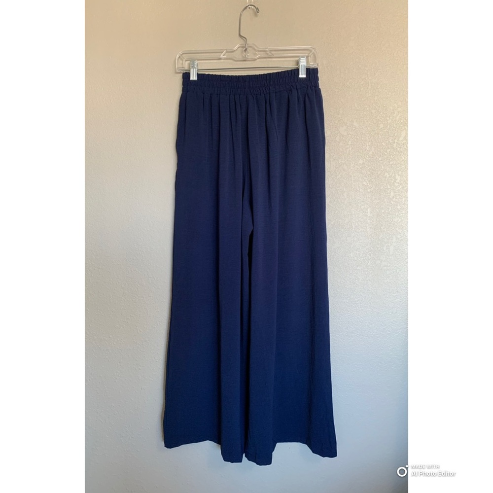 Cupshe Navy Blue Wide Leg Pull-On Sailor Pants Size Medium NWT Beach Vacation - Picture 8 of 16